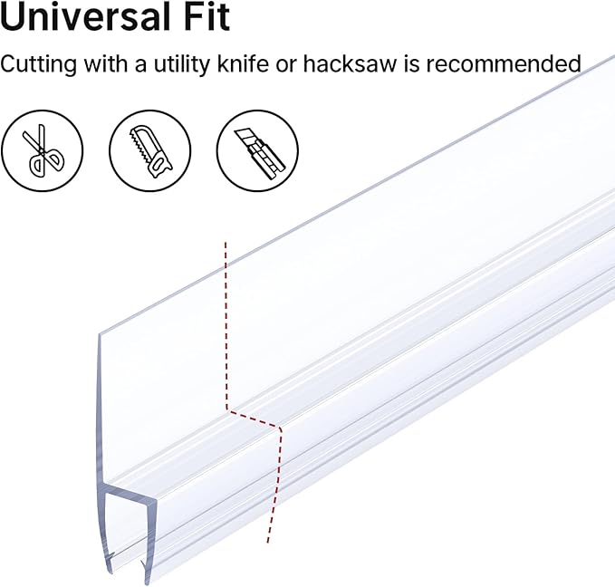 AmazerBath Shower Door Side Seal Strip (Set of 2), Frameless Glass Shower Door Seal Strip - Suitable for 1/4 Inch Glass, 78 inch