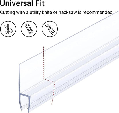 AmazerBath Shower Door Side Seal Strip (Set of 2), Frameless Glass Shower Door Seal Strip - Suitable for 1/4 Inch Glass, 78 inch