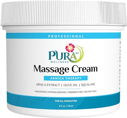 Wellness Professional Arnica Therapy 4oz Massage Cream, Cream for Bruising, Olive Oil, Arnica Extract, Unscented, Hypoallergenic, Natural, Skin Moisturizing & Hydrating, Deep Tissue, Wellness