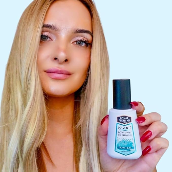 Signature PRIVENTI Toilet Spray, Dolce Bliss Scent Bathroom Spray with Noxban Technology Odor Elimination, Travel Size, Long-Lasting Freshness for Home, Travel or Work, 2.4 Oz. - INSTANT FRESH AIR