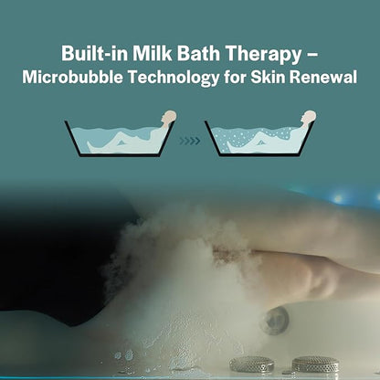 Empava PRO Series Whirlpool Tub with Dedicated Milk Bath & 65 Jets | Luxury Spa Acrylic Soaking Tub with Ozone Sanitization, Chromatherapy & Wireless Music System, Removable Panel, 71" Bathtub, White