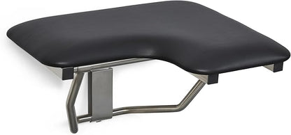 28" x 22.5" Black Padded Cushion Wall Mount Folding Left-Handed Transfer Bench Shower Seat, ADA Compliant