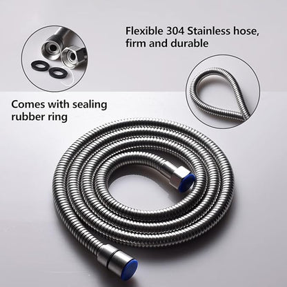 Brushed Nickel Solid Brass Shower Wand High Pressure Handheld Shower Head Detachable with 59inch Stainless Steel Shower Hose and Adjustable Bracket Set