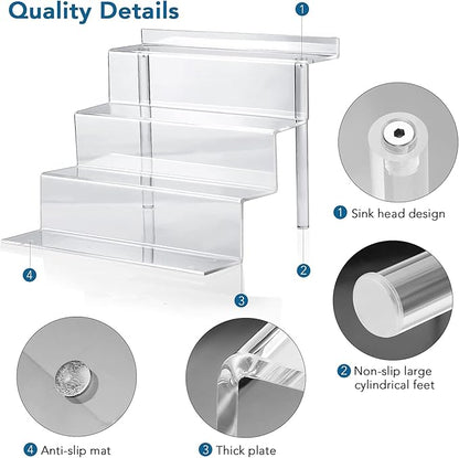 9 Inch Acrylic Shelf for Perfume Organizer in 2 Pack, 4 Tier Funko POP Shelves, Cologne Organizer Tiered Riser Display Stand, Acrylic Display for Decoration