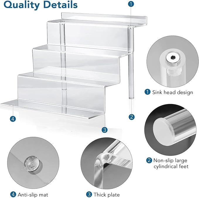 9 Inch Acrylic Shelf for Perfume Organizer, 4 Tier Funko POP Shelves, Cologne Organizer Tiered Riser Display Stand, Acrylic Display for Decoration