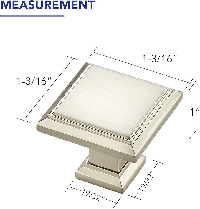 Ravinte Hardware 5 Pack Kitchen Cabinet Pulls Square Drawer Single Hole Handles Brushed Nickel for Cupboard Gold Dresser Solid