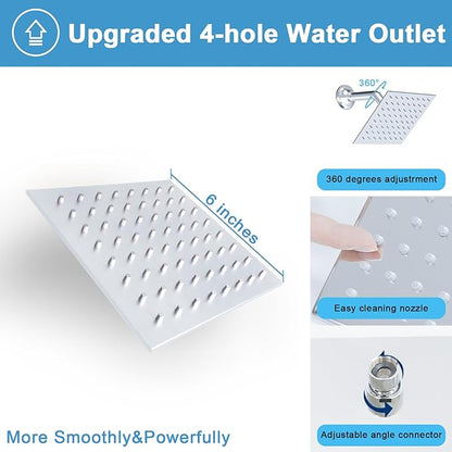 Digital Display Dual Head Shower system Rain Shower System Shower Wall Mount 10 Inch Ceiling Shower Head with 6 Inch Shower Head with shower handheld(Polished Chrome)