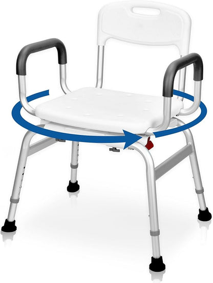 Sangohe Shower Chair for Inside Shower - 360⁰ Swivel Shower Chair - Heavy Duty Shower Seat with Back - Shower Chair for Bathtub with Arms for Handicap - Shower Seats for Elderly, 788A