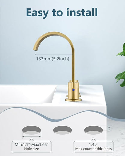 Aolemi Bathroom Faucets 3 Hole,8 Inch Widespread Waterfall Bathroom Sink Faucet,2 Handles Vanity Faucet with Pop-up Drain and Supply Hose,Brushed Gold