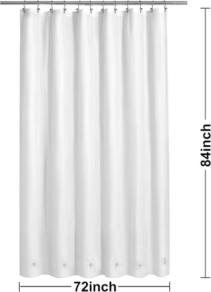 Barossa Design Extra Long Shower Curtain Liner with 6 Magnets - 72" x 84" XL White Waterproof PEVA Shower Liner for Bathroom, PVC Free, Metal Grommets - White, 72x84