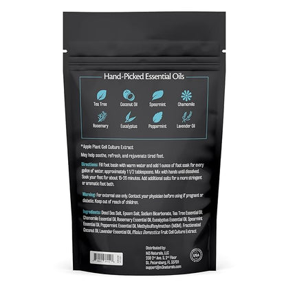 Tea Tree Oil Foot Soak and Epsom Salts for soaking | Foot Spa and Remedy for Athletes Foot, Stinky Feet, and Foot Soak for Dry Cracked Feet | Detox Foot Soak and Tea Tree Oil for Healthy Toenails 16oz