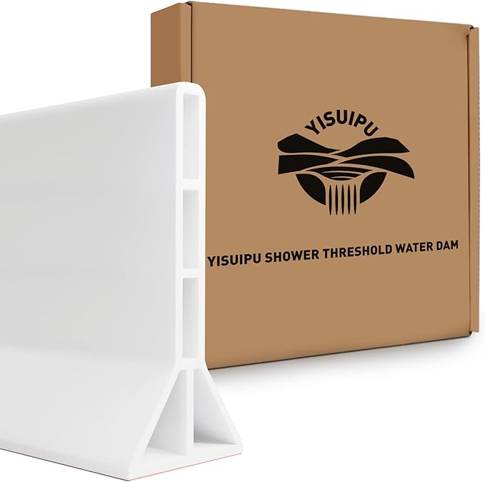 3.8'' High Shower Threshold Water Dam Collapsible Shower Water Splash Guard for Shower Water Blocker for Wet and Dry Separation Bathroom and Kitchen (43 Inch)