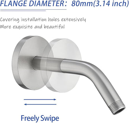 Wall Mounted Shower Arm Extension Head Holder Stainless Stee for Elbow Bathroom Accessories Pipe Bath Tube Brushed Nickel,SW-RD91018-6BN.