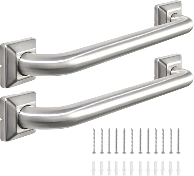 Bathroom Grab Bars Stainless Steel Handrail ADA Compliant 500lbs bathtubs and Showers Toilet Handle Safety for Handicap, Elderly, Disabled, Injury (12inches 2 Pack)