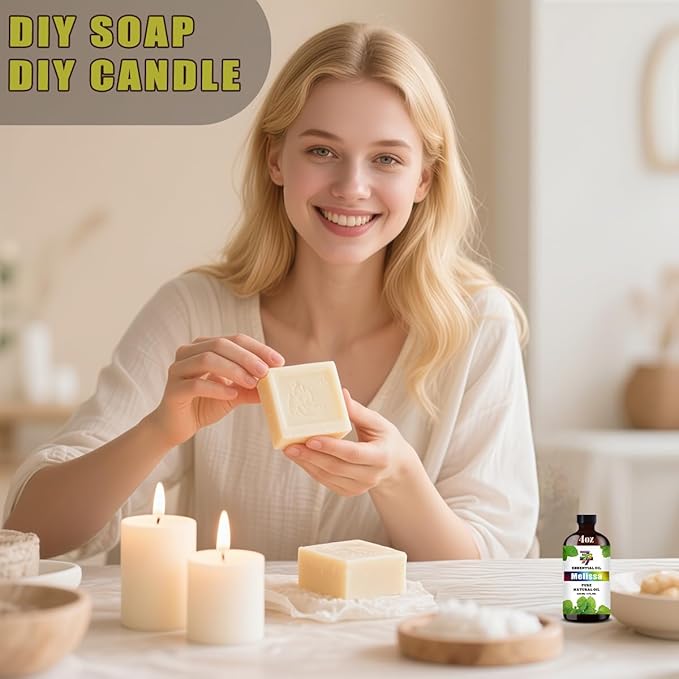 Melissa Essential Oil (4 oz/120 ml) — Melissa Oils for Aromatherapy, diffusers, humidifiers, Home fragrances, DIY Skincare, soap Making, DIY Candle Making, Relaxation, Yoga, and Meditation