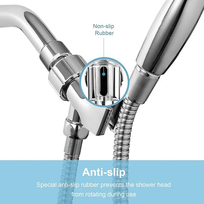OFFO Shower Head Holder with Solid Metal Ball Joint for Handheld Shower Head, Adjustable Shower Arm Mount for Connecting Shower Arm and Shower Hose, 1/2 in IPS Female Inlet and Male Outlet, Chrome