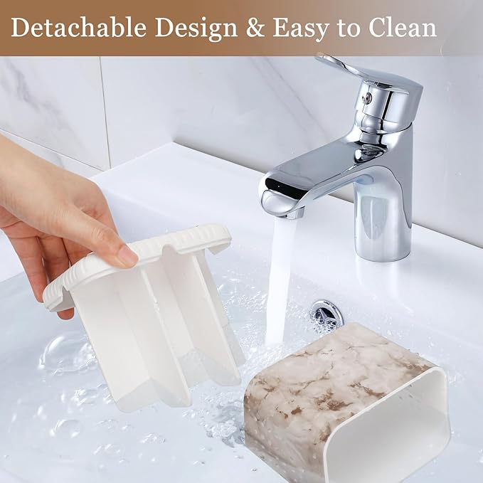 Toothbrush Holders for Bathrooms, Kids Electric Toothbrush and Toothpaste Holder, Toothbrush Caddy Organizer, 4 Slots Tooth Brushing Stand for Bathroom Organizer Countertop (White Marble)