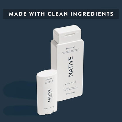 Native Body Wash Contains Naturally Derived Ingredients | For Women & Men, Sulfate, Dye, & Paraben Free Leaving Skin Soft and Hydrated | Charcoal 18 oz