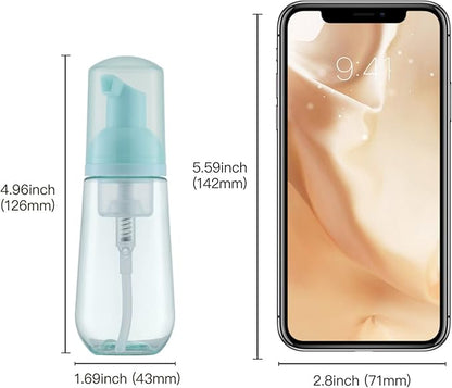 Tekson Soap Foam Bottle, Empty Travel Foaming Lash Shampoo for Cleanser, Dispenser (60ml, 2 fl oz, Green)