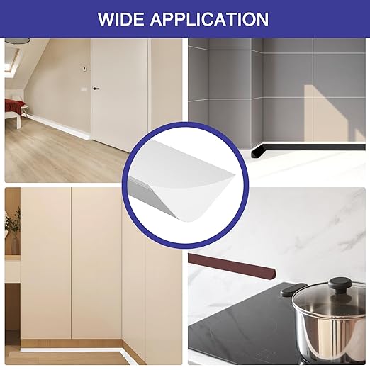 Flexible Molding Trim, Flexible Bendable Adhesive Caulking Strip, Molded Trim, Peel and Stick Home Decorative Edge for Bathroom, Kitchen, Floor, Wall (White, 0.83in x 0.24in x 20ft)