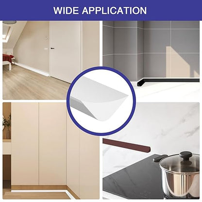 Flexible Molding Trim, Flexible Bendable Adhesive Caulking Strip, Molded Trim, Peel and Stick Home Decorative Edge for Bathroom, Kitchen, Floor, Wall (White, 0.83in x 0.24in x 20ft)