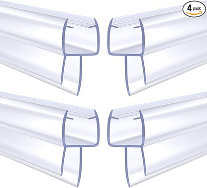 Shower Door Seal, 4 PCS 3/8" X 36" Glass Door Bottom Seal, Ultra Clear Frameless Shower Doors Strip, Stop Shower Leaks and Create a Water Barrier for 3/8 Inch (10mm) Glass