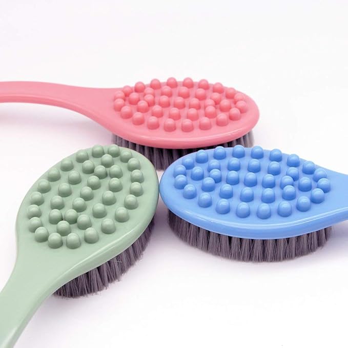 Long Handle Bath Brush for Shower-Soft & Comfortable Dry Skin Body Massage Brush Back Exfoliation Brushes (blue and Pink)