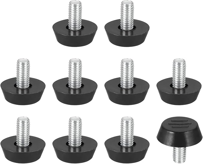 PATIKIL 10 Pcs M6 x 12mm Thread Adjustable Furniture Levelers, Furniture Feet Levelers Screw on Steel Screw in Threaded Leveling Feet Glides for Table Chair Cabinet Patio Legs