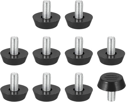 PATIKIL 10 Pcs M6 x 12mm Thread Adjustable Furniture Levelers, Furniture Feet Levelers Screw on Steel Screw in Threaded Leveling Feet Glides for Table Chair Cabinet Patio Legs