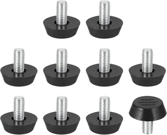 PATIKIL 10 Pcs M6 x 12mm Thread Adjustable Furniture Levelers, Furniture Feet Levelers Screw on Steel Screw in Threaded Leveling Feet Glides for Table Chair Cabinet Patio Legs