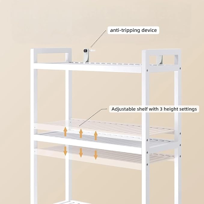 Gizoon 3 Tier Over The Toilet Storage Cabinet, Bamboo Bathroom Over Toilet Storage with Adjustable Shelves，Space-Saving Freestanding Shelves, 10.24"D x 24.8"W x 66.93"H, for Bathroom, Laundry Rooms