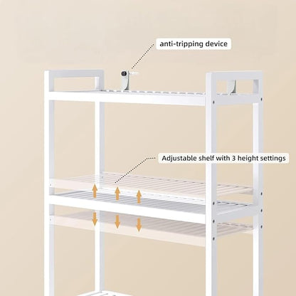 Gizoon 3 Tier Over The Toilet Storage Cabinet, Bamboo Bathroom Over Toilet Storage with Adjustable Shelves，Space-Saving Freestanding Shelves, 10.24"D x 24.8"W x 66.93"H, for Bathroom, Laundry Rooms