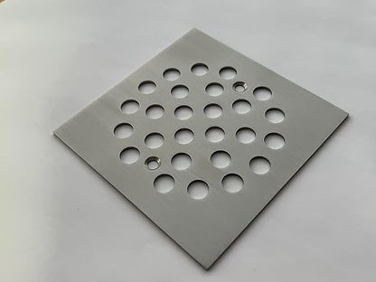 4-1/4 Inch Screw-in Square Floor Drain Cover Replacement Shower Grates with Screws (Brushed Nickel)