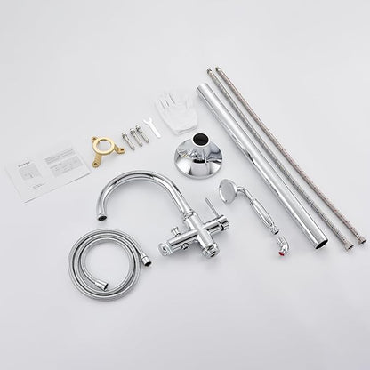 Free Standing Tub Faucet Chrome Tub Filler Freestanding Bathtub Faucets Brass Tub Faucet with Hand Shower