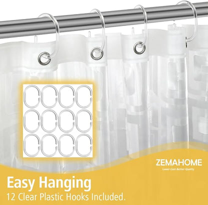 Thin 3D EVA Shower Curtain Liner Geometric, 72x72 Premium Light Weight Clear Plastic Bathroom Shower Curtain with Rustproof Metal Grommets 3 Magnets for Shower Stall, Bathtubs