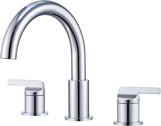 SITGES Chrome High-Arc Bathtub Faucet,Solid Brass,2-Handle Deck Mount Tub Faucet,3-Hole Roman Bath Tub Faucet Set with Valve