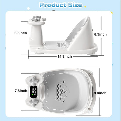 Baby Bath Seat for Babies 6 Months & Up - Bathtub Seats for Babies Sitting Up, Non-Slip,Smart Real-Time Temperature& 4 Suction Cups(Grey)