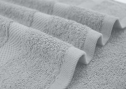 DAN RIVER Bath Towels Set of 4, 27 x 54 Inches, 100% Cotton, Larger & Lighter Weight, Quicker to Dry, Super Soft and Absorbent, Ideal Thick Towels for Daily Use, Silver