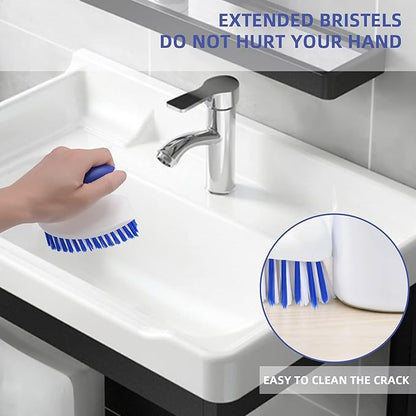 BITOPE 2 Pack Deep Cleaning Brush Set, Scrub Brush with Comfort Grip, Stiff Bristles Cleaner Scrubber for Kitchen, Sink, Bathroom, Shower Floor-Blue&White