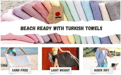 Bazaar Anatolia Turkish Beach Towel – 100% Cotton, Quick Dry, Sand Free Towel for Bathroom, Camping, Travel – Oversized 71x39 Inches – Diamond Pink