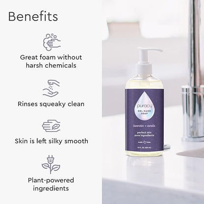 Puracy Organic Hand Soap, For the Professional Hand Washers We've All Become, Moisturizing Natural Gel Hand Wash Soap, Liquid Hand Soap Refills for Soft Skin (12 fl.oz, Lavender & Vanilla) 2-Pack