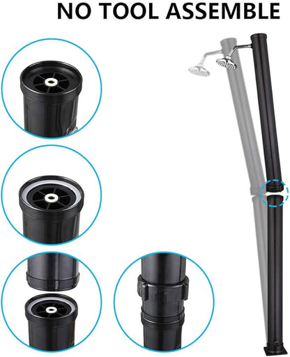 VINGLI Solar Heated Shower, 5.5 Gallon Outdoor Shower with Shower Head and Foot Shower Tap for Outdoor Backyard Poolside Beach Pool Spa,Black (5.5 Gallon)