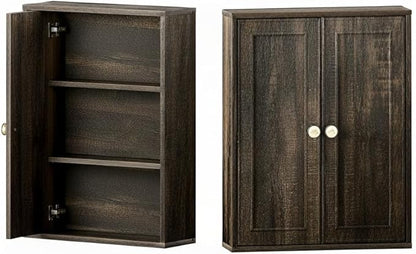 Rustic Bathroom Medicine Cabinet,Over The Toilet Wall Storage with Soft-Close Doors, Adjustable Shelves & Antique Knob,Wood Farmhouse Storage for Bathroom, Kitchen, Living Room