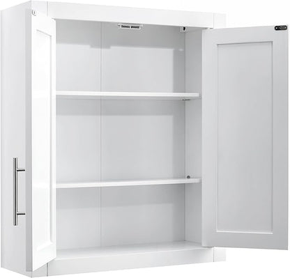 Crosley Furniture Savannah 2-Piece Wall Storage Cabinet, Cabinets for Laundry, Bathroom, Kitchen, White