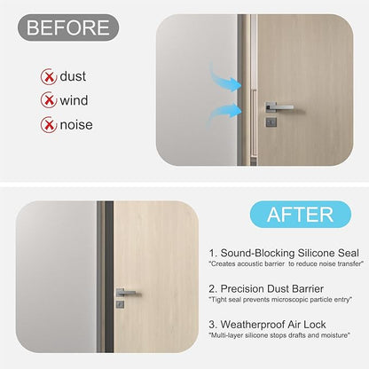 Heavy-Duty 20 ft x 1 in Weather Stripping, Door Draft Stopper Silicone Seal Strip for House and Glass Shower Doors for Collision and Side Gaps of Door and Windows, Black