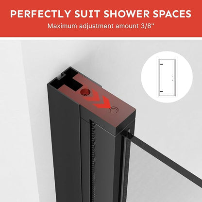Kosmonia 36"-37"Wx72"H Frameless Pivot Shower Door, 1/4" Tempered Glass&Shatter Proof Film, Stainless Steel Hardware & Easy Clean Coating,Magnetic Seals Water Prevention&Reversible Installation Matte
