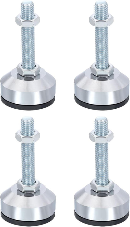PATIKIL Furniture Leveling Feet 2" Dia Base M12 Thread, 4 Pcs Carbon Steel Adjustable Threaded Furniture Levelers Screw on Leg Leveler with Pads for Desk Chair Cabinet, Black