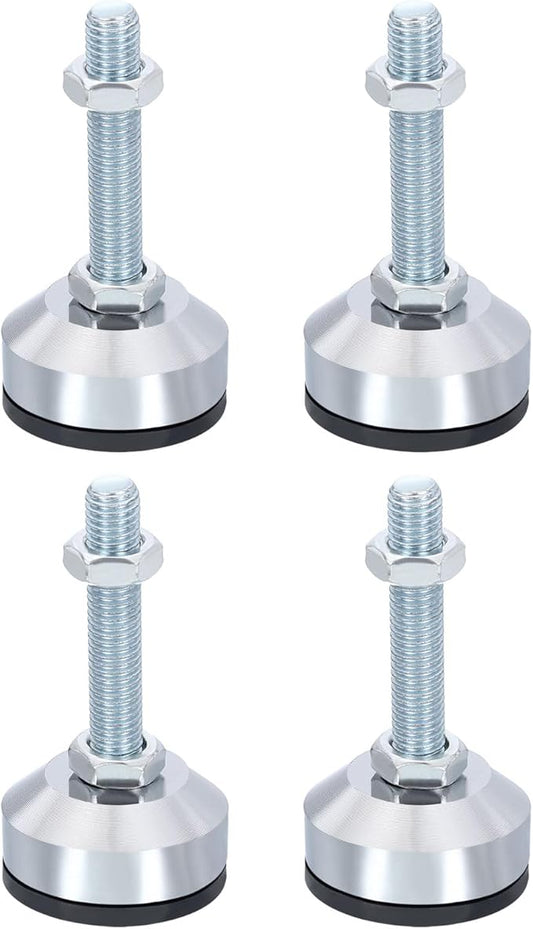 PATIKIL Furniture Leveling Feet 2" Dia Base M12 Thread, 4 Pcs Carbon Steel Adjustable Threaded Furniture Levelers Screw on Leg Leveler with Pads for Desk Chair Cabinet, Black