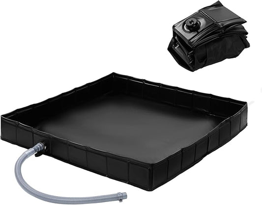 MABOZOO Foldable Shower Base, 41" x 41" x 5" Portable Shower Pan with drain pipe Collapsible Shower Basin Shower Tent Awning Base for Indoor & Outdoor. Patent Pending