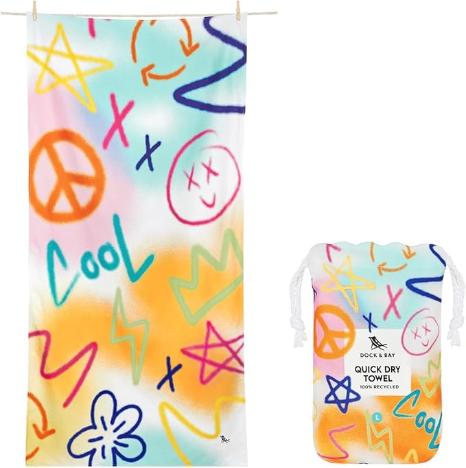 Dock & Bay Quick Drying Towel - for Sports & Gym - Compact, Lightweight - 100% Recycled - Includes Bag - Sand to Streets, Medium (130x70cm, 51x27)